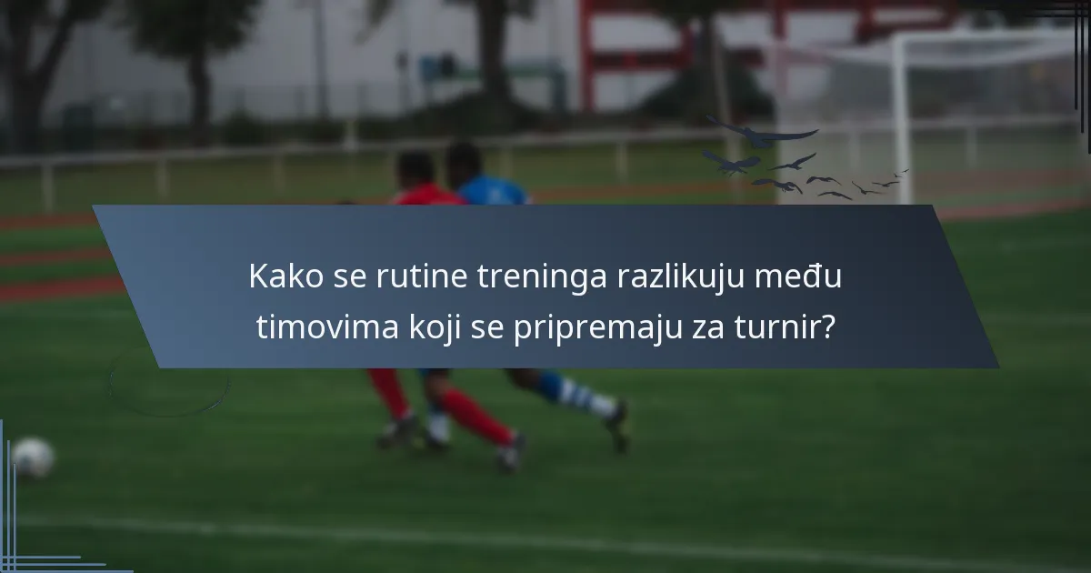 Kako se rutine treninga razlikuju među timovima koji se pripremaju za turnir?