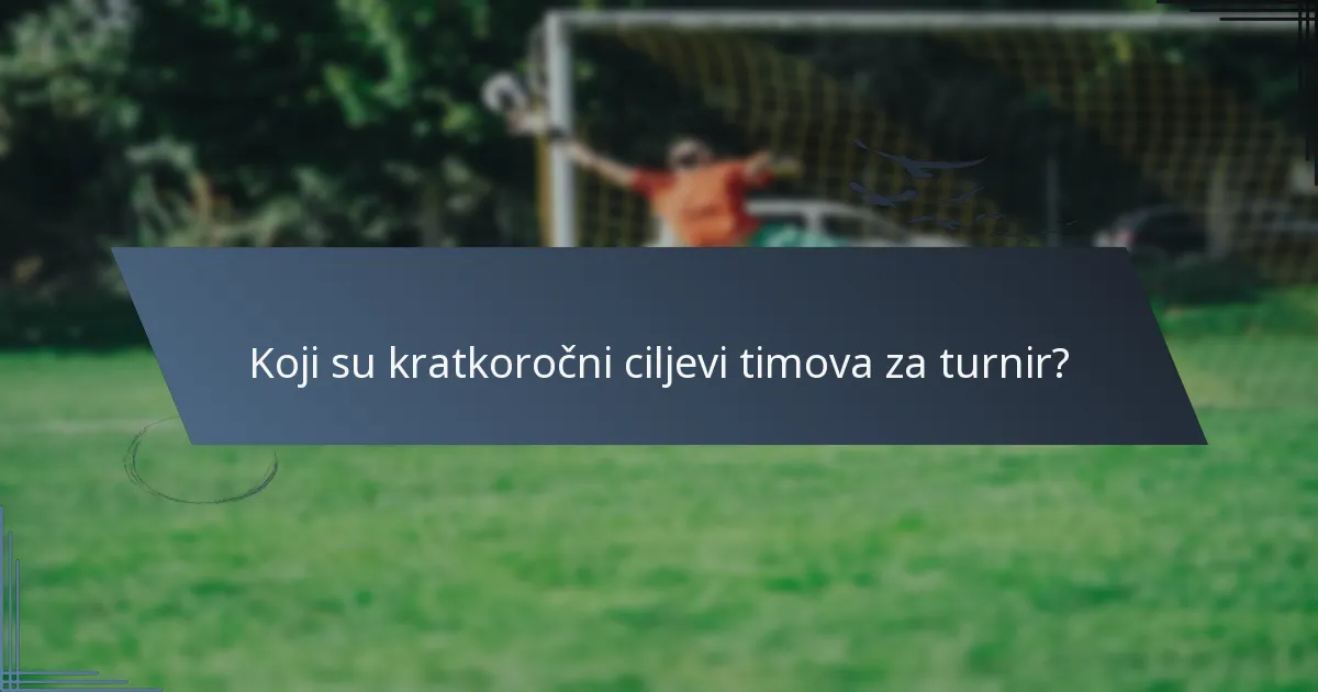 Koji su kratkoročni ciljevi timova za turnir?